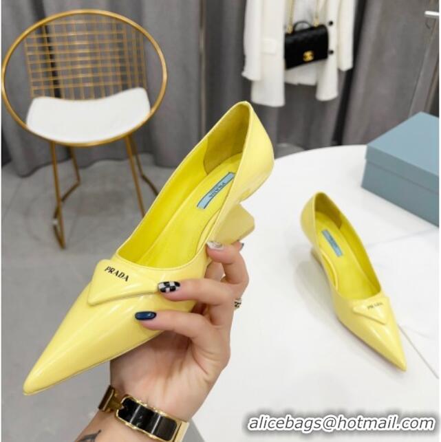 Perfect Prada Brush Leather Pumps 6.5cm Yellow 011424