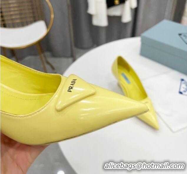 Perfect Prada Brush Leather Pumps 6.5cm Yellow 011424