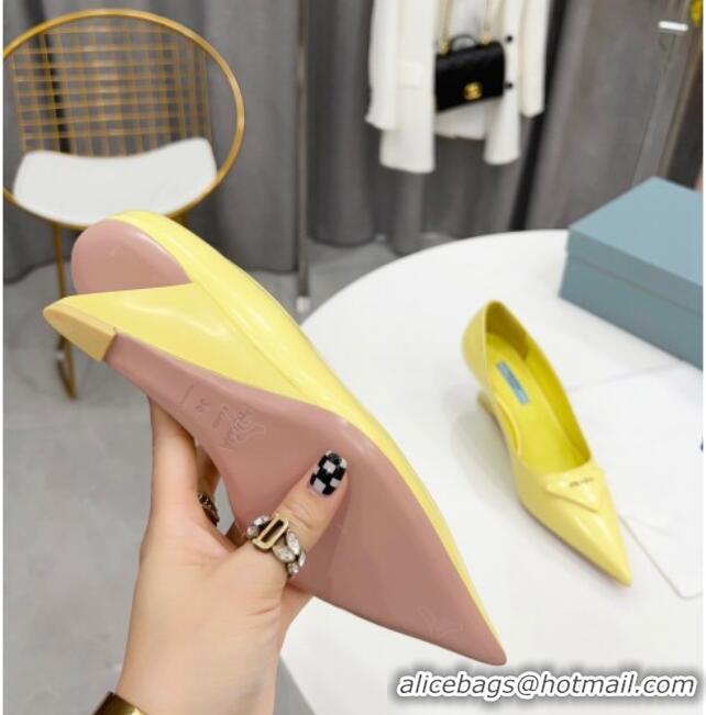 Perfect Prada Brush Leather Pumps 6.5cm Yellow 011424