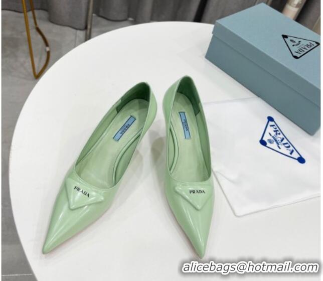 Grade Quality Prada Brush Leather Pumps 6.5cm Green 011427