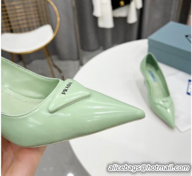 Grade Quality Prada Brush Leather Pumps 6.5cm Green 011427