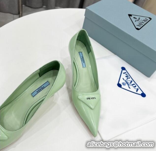 Grade Quality Prada Brush Leather Pumps 6.5cm Green 011427