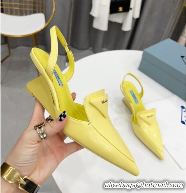 Sophisticated Prada Brush Leather Slingback Pumps 6.5cm 011432 Yellow