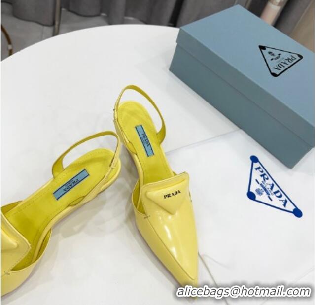 Sophisticated Prada Brush Leather Slingback Pumps 6.5cm 011432 Yellow