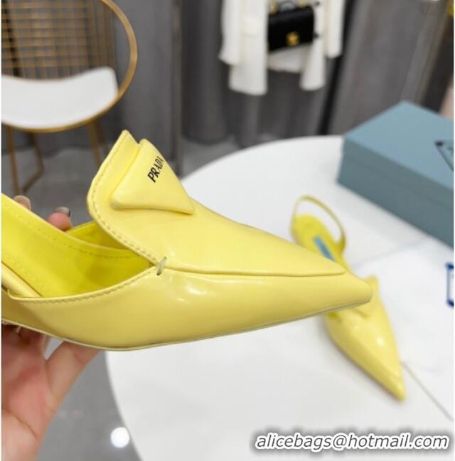 Sophisticated Prada Brush Leather Slingback Pumps 6.5cm 011432 Yellow