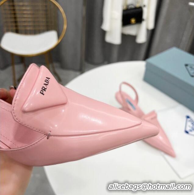 Stylish Prada Brush Leather Slingback Pumps 6.5cm 011432 Pink