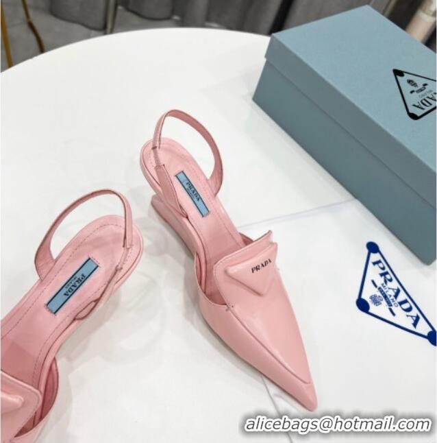 Stylish Prada Brush Leather Slingback Pumps 6.5cm 011432 Pink