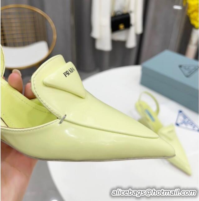 Good Quality Prada Brush Leather Slingback Pumps 6.5cm 011432 Yellow