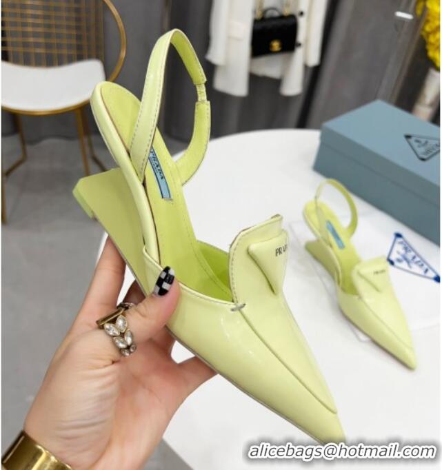 Good Quality Prada Brush Leather Slingback Pumps 6.5cm 011432 Yellow