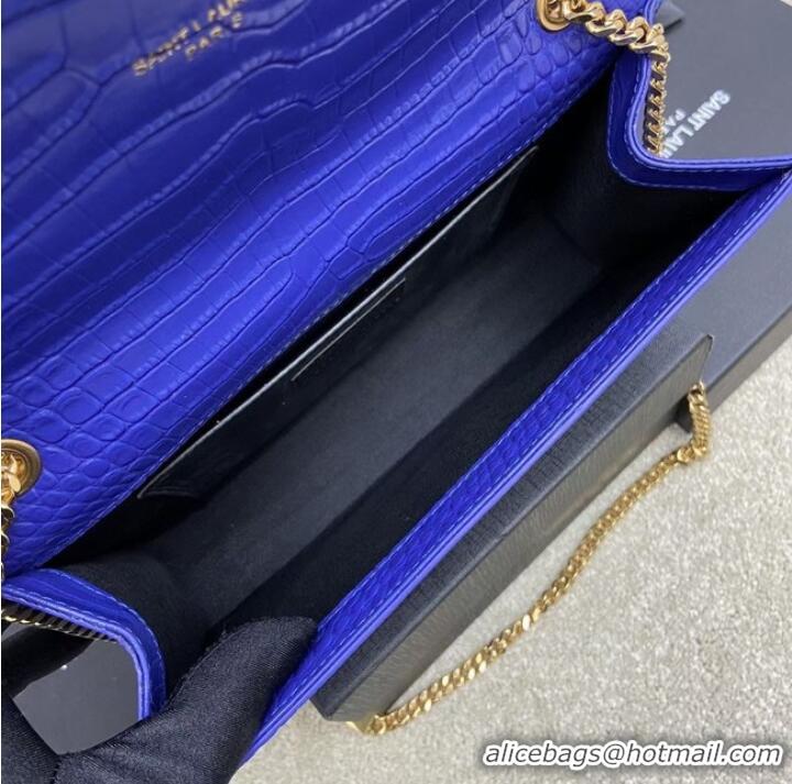 Buy YSL KATE MEDIUM WITH TASSEL IN CROCODILE-EMBOSSED SHINY LEATHER 377829 blue