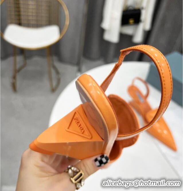 Top Quality Prada Brush Leather Slingback Pumps 6.5cm 011432 Orange