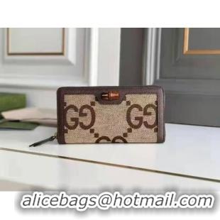 Famous Brand Gucci Diana jumbo GG zip around wallet 658634 BROWN