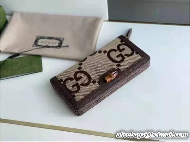 Famous Brand Gucci Diana jumbo GG zip around wallet 658634 BROWN