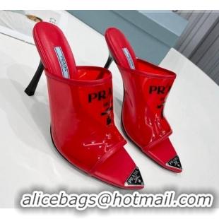 Luxury Prada TPU Rubber High Heel Mules 10cm 021643 Red