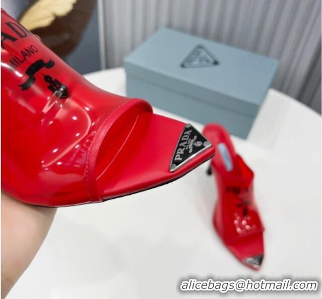 Luxury Prada TPU Rubber High Heel Mules 10cm 021643 Red