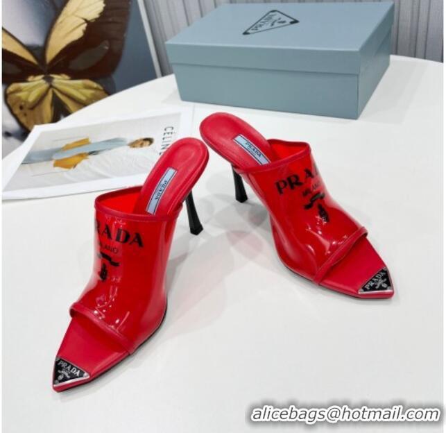 Luxury Prada TPU Rubber High Heel Mules 10cm 021643 Red