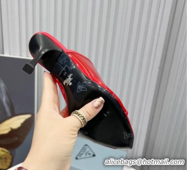 Luxury Prada TPU Rubber High Heel Mules 10cm 021643 Red