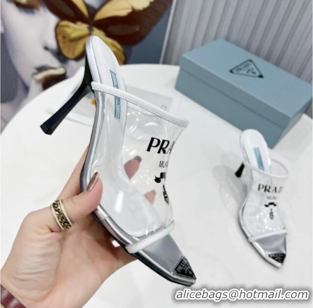 Classic Hot Prada TPU Rubber High Heel Mules 10cm 021643 White