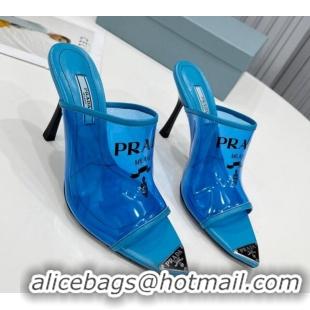 Best Price Prada TPU Rubber High Heel Mules 10cm 021643 Blue