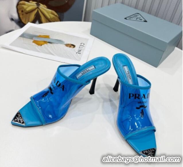 Best Price Prada TPU Rubber High Heel Mules 10cm 021643 Blue