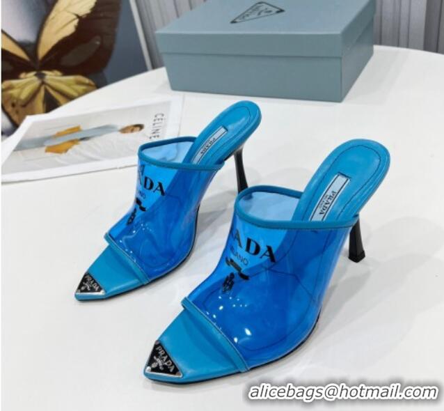 Best Price Prada TPU Rubber High Heel Mules 10cm 021643 Blue