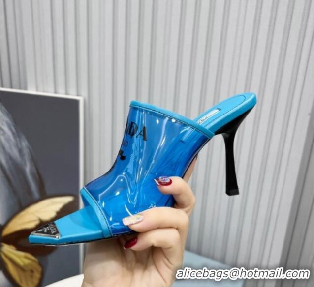 Best Price Prada TPU Rubber High Heel Mules 10cm 021643 Blue