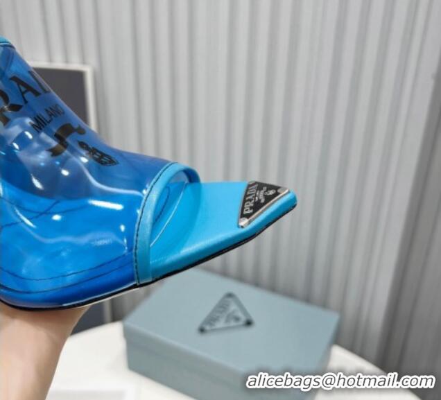 Best Price Prada TPU Rubber High Heel Mules 10cm 021643 Blue