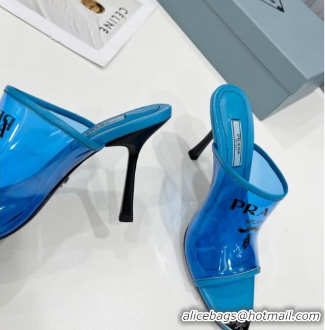 Best Price Prada TPU Rubber High Heel Mules 10cm 021643 Blue