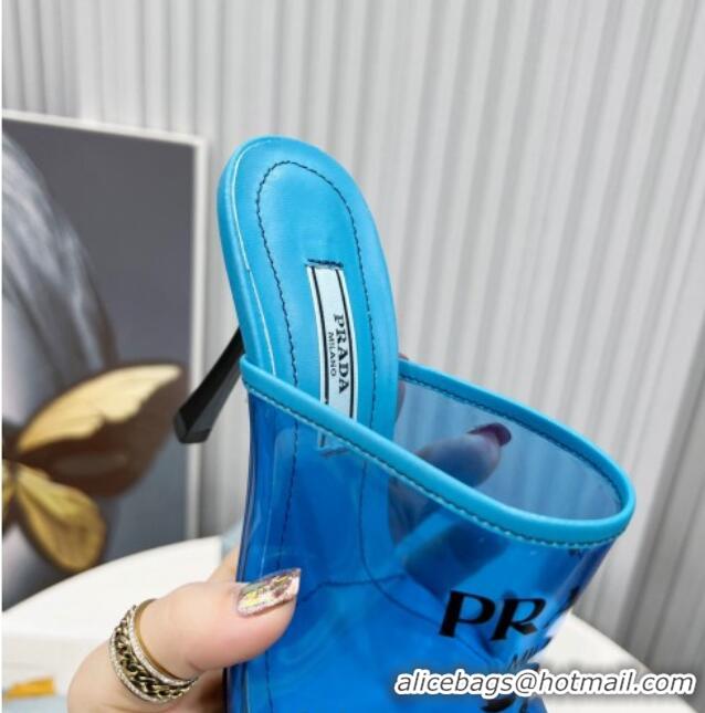 Best Price Prada TPU Rubber High Heel Mules 10cm 021643 Blue