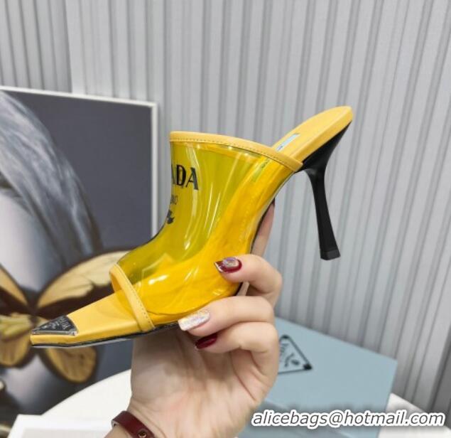 Low Price Prada TPU Rubber High Heel Mules 10cm 021643 Yellow