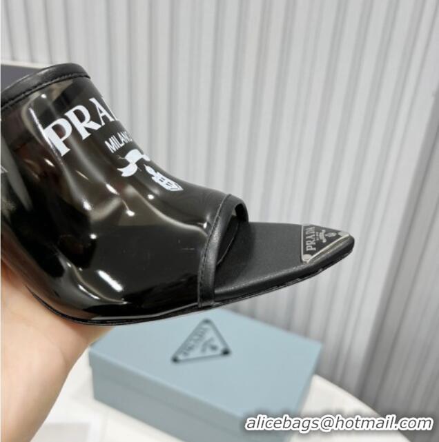 Luxury Prada TPU Rubber High Heel Mules 10cm 021643 Black