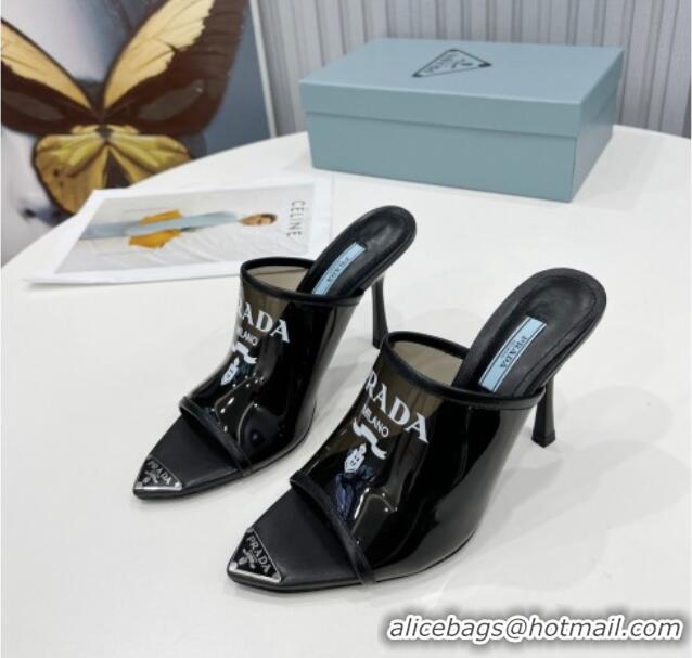 Luxury Prada TPU Rubber High Heel Mules 10cm 021643 Black