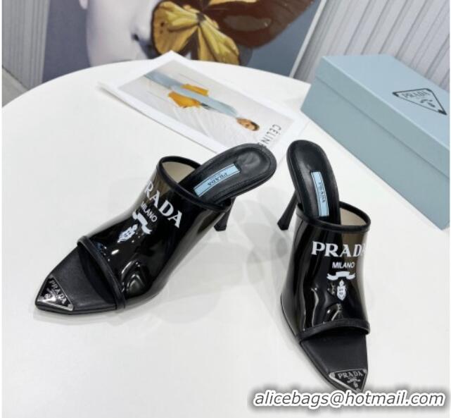 Luxury Prada TPU Rubber High Heel Mules 10cm 021643 Black