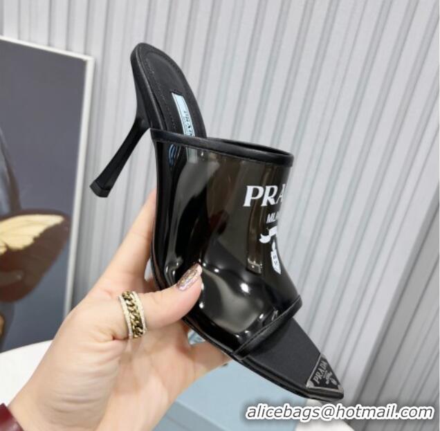 Luxury Prada TPU Rubber High Heel Mules 10cm 021643 Black