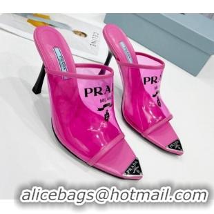 Good Quality Prada TPU Rubber High Heel Mules 10cm 021643 Pink