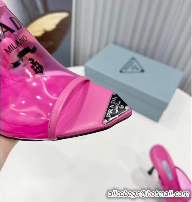 Good Quality Prada TPU Rubber High Heel Mules 10cm 021643 Pink