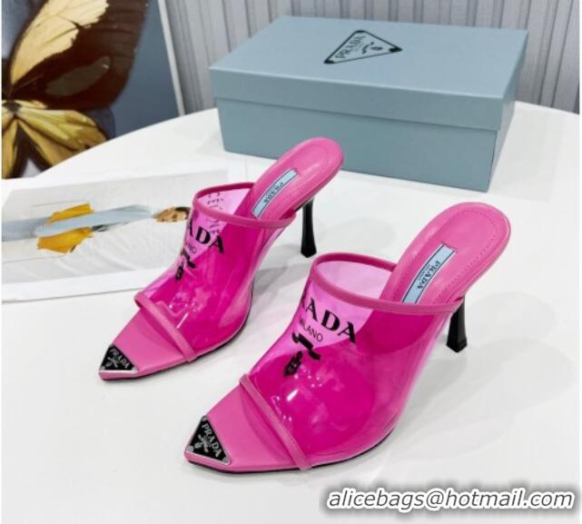 Good Quality Prada TPU Rubber High Heel Mules 10cm 021643 Pink