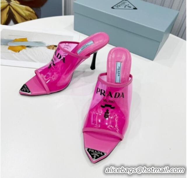 Good Quality Prada TPU Rubber High Heel Mules 10cm 021643 Pink