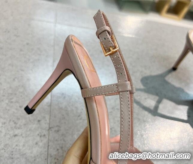 Low Price Valentino VLOGO SIGNATURE Calfskin Slingback Pump with 8cm Heel Nude 105051