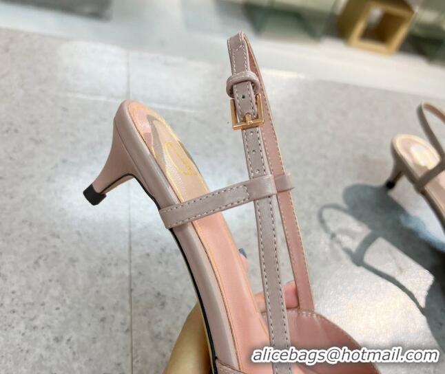 Super Quality Valentino VLOGO SIGNATURE Calfskin Slingback Pump with 4cm Heel Nude 0105052