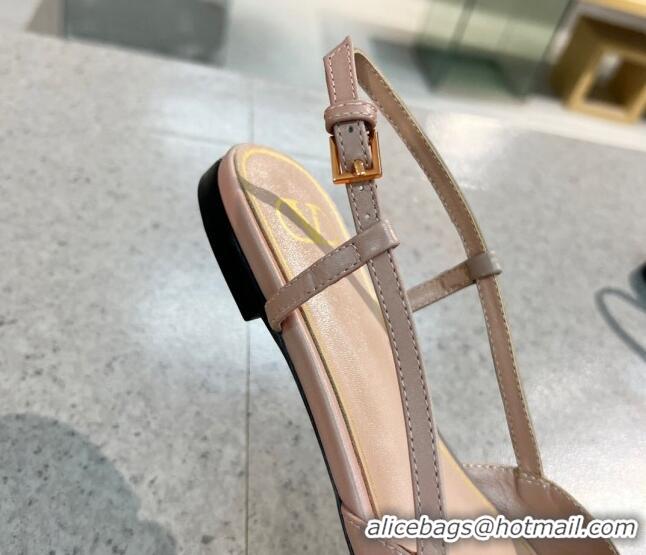 Best Price Valentino VLOGO SIGNATURE Calfskin Slingback Flat Ballerina Nude 0105053