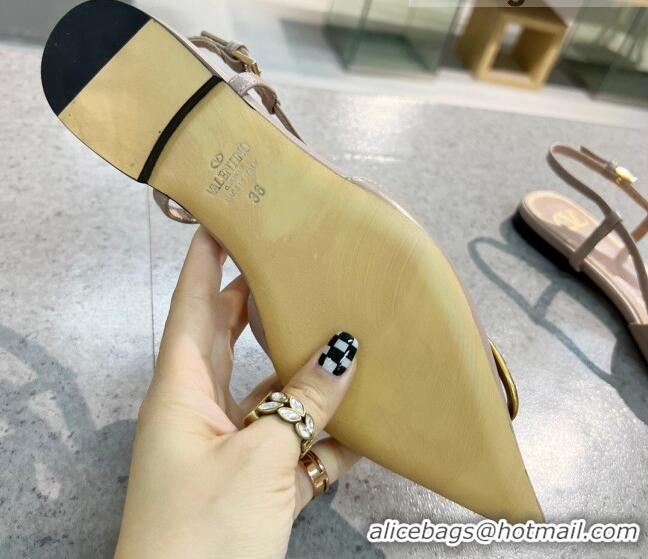 Best Price Valentino VLOGO SIGNATURE Calfskin Slingback Flat Ballerina Nude 0105053