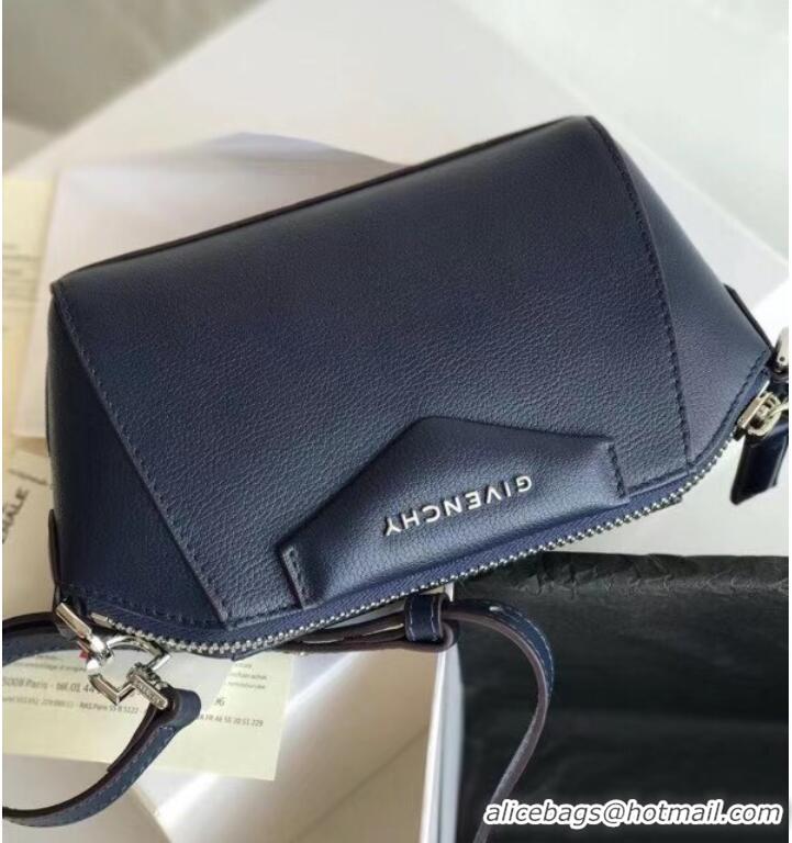 Famous Brand GIVENCHY Original Leather Shoulder Bag 1870 dark blue