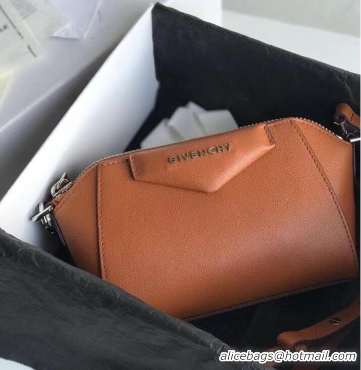 Famous Brand GIVENCHY Original Leather Shoulder Bag 1870 brown