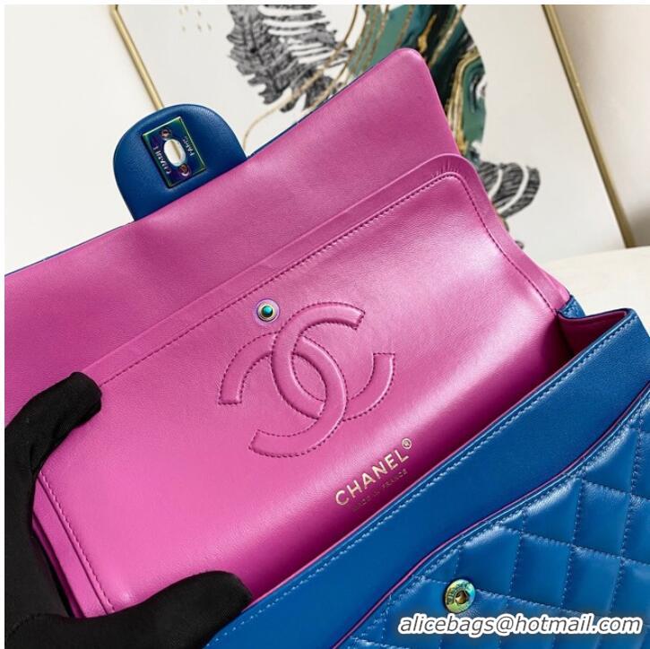 Pretty Style Chanel Flap Lambskin Shoulder Bag 1112 Electro optic blue