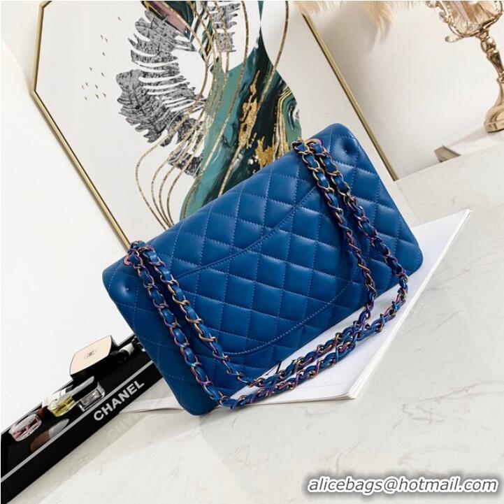 Pretty Style Chanel Flap Lambskin Shoulder Bag 1112 Electro optic blue