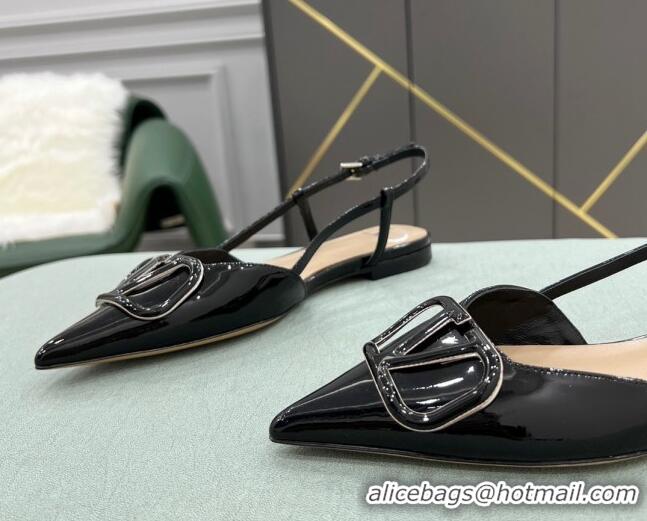 Grade Design Valentino VLOGO SIGNATURE Patent Leather Slingback Flat Ballerina 0106056