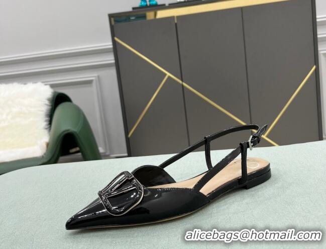 Grade Design Valentino VLOGO SIGNATURE Patent Leather Slingback Flat Ballerina 0106056