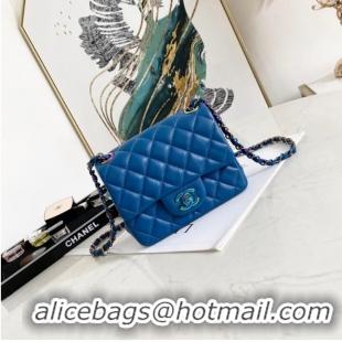 Pretty Style Chanel Flap Lambskin Shoulder Bag 1115 Electro optic blue