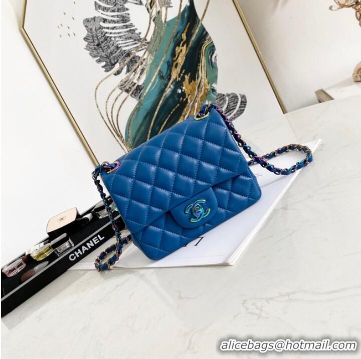 Pretty Style Chanel Flap Lambskin Shoulder Bag 1115 Electro optic blue